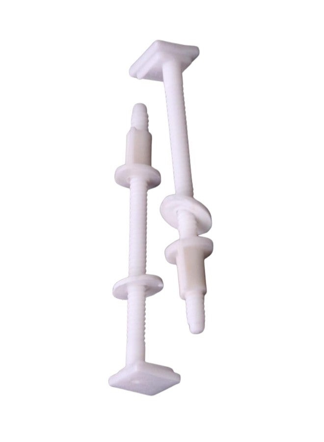 KINIK Plastic Toilet Seat Cover Hinges - CERA Type | Square Long Clamp Replacement Hinges for Toilet Seats | Durable, Rust-Free | White | 1 Pair - Image 1